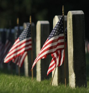 Decorated graves of U.S. soldiers