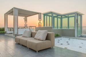 Rooftop in an inverted floor plan home.